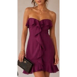 Likely Ruffle Mini Party Dress Burgundy Size 12 NWT Cocktail Wedding Guest New